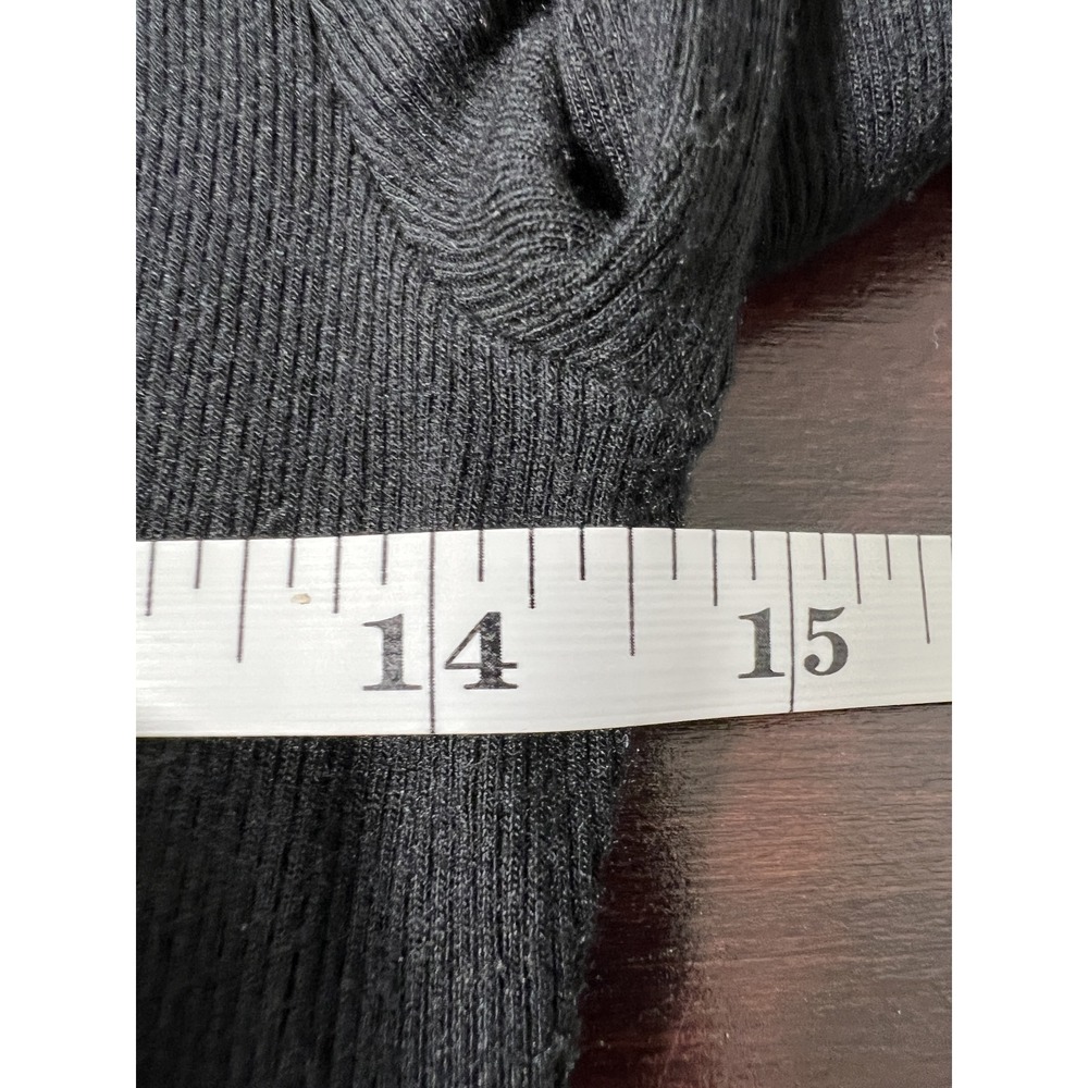 FRAME Women's Striped Rib Gold Button Crewneck Tee Small Black - Picture 7 of 12